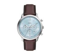 FOSSIL Orologio Neutra da uomo, movimento cronografo al quarzo con cinturino in pelle, Marrone e azzurro, 44 mm