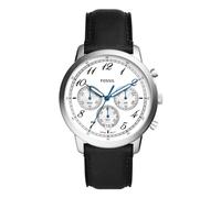 Fossil Orologio Neutra da uomo, movimento cronografo al quarzo con cinturino in pelle, Nero e bianco, 44 mm