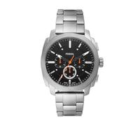 Fossil Machine orologio per uomo, movimento cronografo, con bracciale in acciaio inossiperbile o cinturino in pelle, 44 mm, Tono Nero e Argento