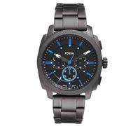 FOSSIL Orologio New Machine da uomo, movimento cronografo al quarzo da 44 mm con cinturino in acciaio inossidabile o in pelle, 44 mm, Carbone e grigio