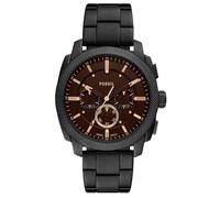 FOSSIL Orologio New Machine da uomo, movimento cronografo al quarzo da 44 mm con cinturino in acciaio inossidabile o in pelle, 44 mm, Marrone e nero