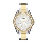 Fossil Orologio Riley da donna, movimento al quarzo multifunzione, cassa in acciaio inossidabile argento/oro da 38 mm con bracciale in acciaio inossidabile, ES3204