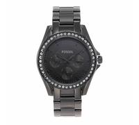 Fossil Orologio Riley da donna, movimento al quarzo multifunzione, cassa in acciaio inossidabile nera da 38 mm con bracciale in acciaio inossidabile, ES4519
