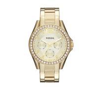 Fossil Orologio Riley Ladies, movimento al quarzo multifunzione, 38 mm, cassa in acciaio inossidabile dorata e bracciale in acciaio inossidabile, ES3203