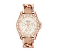 Fossil Orologio Riley da donna, movimento al quarzo multifunzione, cassa in acciaio inossidabile oro rosa da 38 mm con cinturino in vera pelle, ES3466
