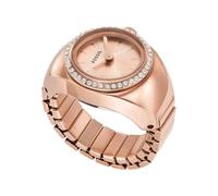 FOSSIL Orologio Ring da donna, movimento al quarzo a due lancette con cinturino in acciaio inossidabile, Tonalità oro rosa e glitter, 15 mm
