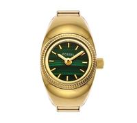 Fossil Orologio Ring da donna, movimento al quarzo a due lancette con cinturino in acciaio inossidabile, Tonalità Verde E Oro, 15 mm
