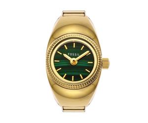 Fossil Orologio Ring da donna, movimento al quarzo a due lancette con cinturino in acciaio inossidabile, Tonalità Verde E Oro, 15 mm