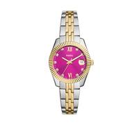 Fossil Orologio Scarlette da donna, 32 mm, movimento al quarzo con data a tre lancette e cinturino in acciaio inossidabile, 32 mm, Tono argento e rosa