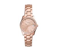 Fossil Orologio Scarlette da donna, 32 mm, movimento al quarzo con data a tre lancette e cinturino in acciaio inossidabile, 32 mm, Tono oro rosa con glitter
