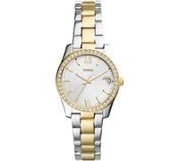 Fossil Orologio Scarlette da donna, 32 mm, movimento al quarzo con data a tre lancette e cinturino in acciaio inossidabile, 32 mm, Argento e oro con glitter