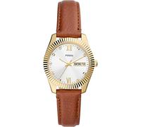 Fossil Orologio Scarlette da donna, 32 mm, movimento al quarzo con data a tre lancette e cinturino in acciaio inossidabile, 32 mm, Marrone e oro
