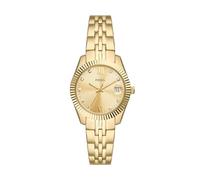 Fossil Orologio Scarlette da donna, 33 mm Movimento al quarzo con data a tre lancette e cinturino in acciaio inossidabile, 33 mm, Tono oro