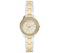 Fossil Orologio Stella per donna, Movimento al quarzo con data a tre lancette e cinturino in acciaio inossidabile, 30 mm, Argento e oro con glitter