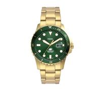 Fossil Orologio subacqueo blu da uomo, movimento al quarzo con data a tre lancette e cinturino in acciaio inossidabile o in pelle, 42 mm, Tono oro