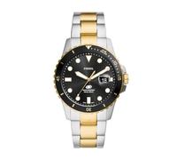 Fossil Orologio Blue Dive da Uomo, Movimento a Tre Lancette con Data, Acciaio Inossidabile, Cassa da 42 mm e Bracciale in Acciaio Inossidabile, 2 Toni Argento e Oro, Tono oro e argento