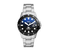 Fossil Orologio subacqueo blu da uomo, movimento al quarzo con data a tre lancette e cinturino in acciaio inossidabile o in pelle, 42 mm, Nero e blu