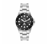 Fossil Orologio subacqueo blu da uomo, movimento al quarzo con data a tre lancette e cinturino in acciaio inossidabile o in pelle, 42 mm, Tono argento