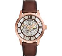 FOSSIL Orologio Townsman da uomo, Movimento automatico a tre lancette con cinturino in acciaio inossidabile o in pelle, Marrone Scuro, 44 mm