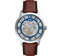 FOSSIL Orologio Townsman da uomo, Movimento automatico a tre lancette con cinturino in acciaio inossidabile o in pelle, Blu E Marrone, 44 mm