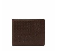 Fossil Portafoglio bifold verticale in pelle marrone Derrick da uomo