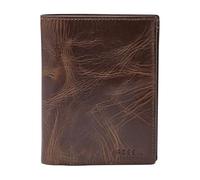 Fossil Portafoglio bifold verticale in pelle marrone Derrick da uomo