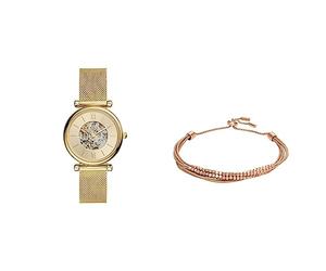 Fossil Reloj Carlie ME3250 mujer acero automático + T56Fossil Bracciale Uomo Gioielli Trendy cod. JF04472791
