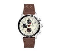 Fossil Sport Tourer orologio da uomo, movimento cronografo, bracciale in acciaio o cinturino in pelle, Bianco