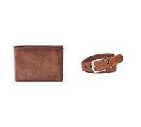 Fossil Uomo Derrick Portafoglio in pelle marrone e cintura Aiden, Set