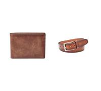 Fossil Uomo Derrick Portafoglio in pelle marrone e cintura Griffin, Set