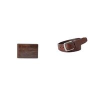 Fossil Uomo Derrick Portafoglio in pelle marrone e cintura Joe, Set