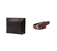 Fossil Uomo Derrick Portafoglio in pelle marrone e cintura Joe, Set