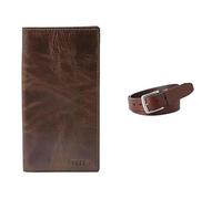 Fossil Uomo Derrick Portafoglio in pelle marrone e cintura Joe, Set