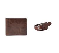 Fossil Uomo Derrick Portafoglio in pelle marrone e cintura Joe, Set
