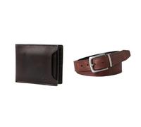 Fossil Uomo Derrick Portafoglio in pelle marrone e cintura Parker, Set