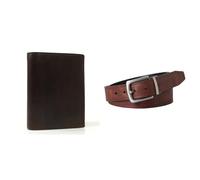 Fossil Uomo Derrick Portafoglio in pelle marrone e cintura Parker, Set