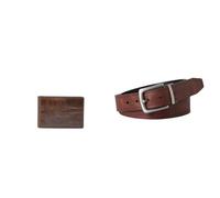 Fossil Uomo Derrick Portafoglio in pelle marrone e cintura Parker, Set