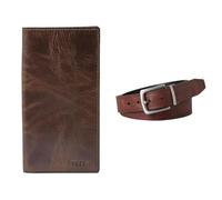 Fossil Uomo Derrick Portafoglio in pelle marrone e cintura Parker, Set