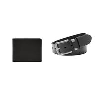 Fossil Uomo Derrick Portafoglio in pelle nera e cintura Jay, Set
