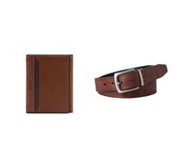 Fossil Uomo Huntington Portafoglio in pelle marrone e cintura Parker, Set