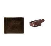 Fossil Uomo Ingram Portafoglio in pelle marrone e cintura Joe, Set