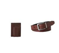 Fossil Uomo Ingram Portafoglio in pelle marrone e cintura Parker, Set
