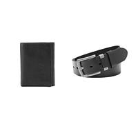 Fossil Uomo Ingram Portafoglio in pelle nera e cintura Jay, Set