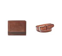Fossil Uomo Quinn Portafoglio in pelle marrone e cintura Griffin, Set