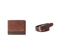 Fossil Uomo Quinn Portafoglio in pelle marrone e cintura Joe, Set