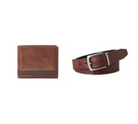 Fossil Uomo Quinn Portafoglio in pelle marrone e cintura Parker, Set