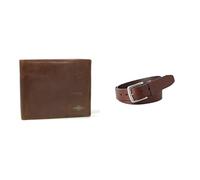Fossil Uomo Ryan Portafoglio in pelle marrone e cintura Joe, Set