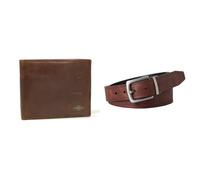 Fossil Uomo Ryan Portafoglio in pelle marrone e cintura Parker, Set