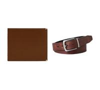 Fossil Uomo Westover Portafoglio in pelle marrone e cintura Parker, Set