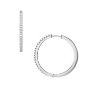 Fossil Orecchini a cerchio Ellis All Stacked Up da donna, in metallo argentato, JA7274040, Taglia unica, Ottone, Nessuna pietra preziosa, Argento Vecchio